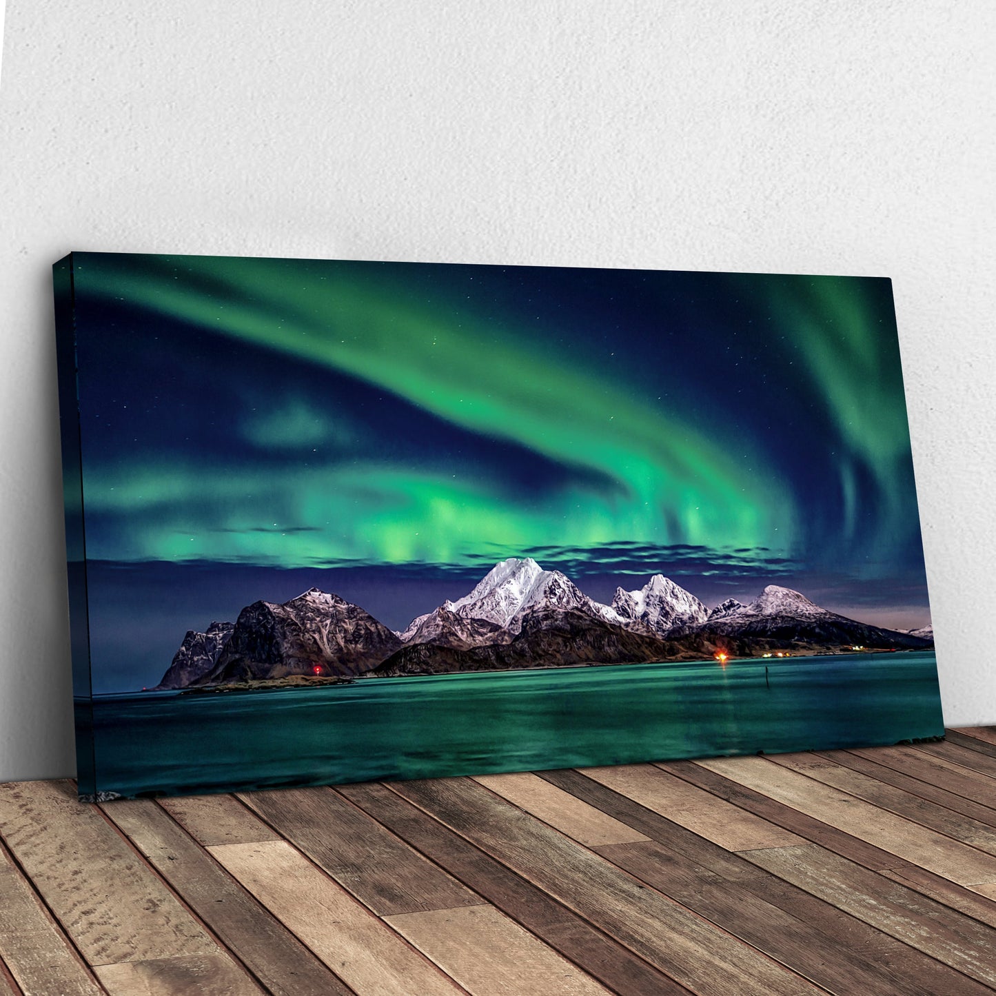 Northern Lights Over Still Waters – Lake & Mountain Landscape Wall Art