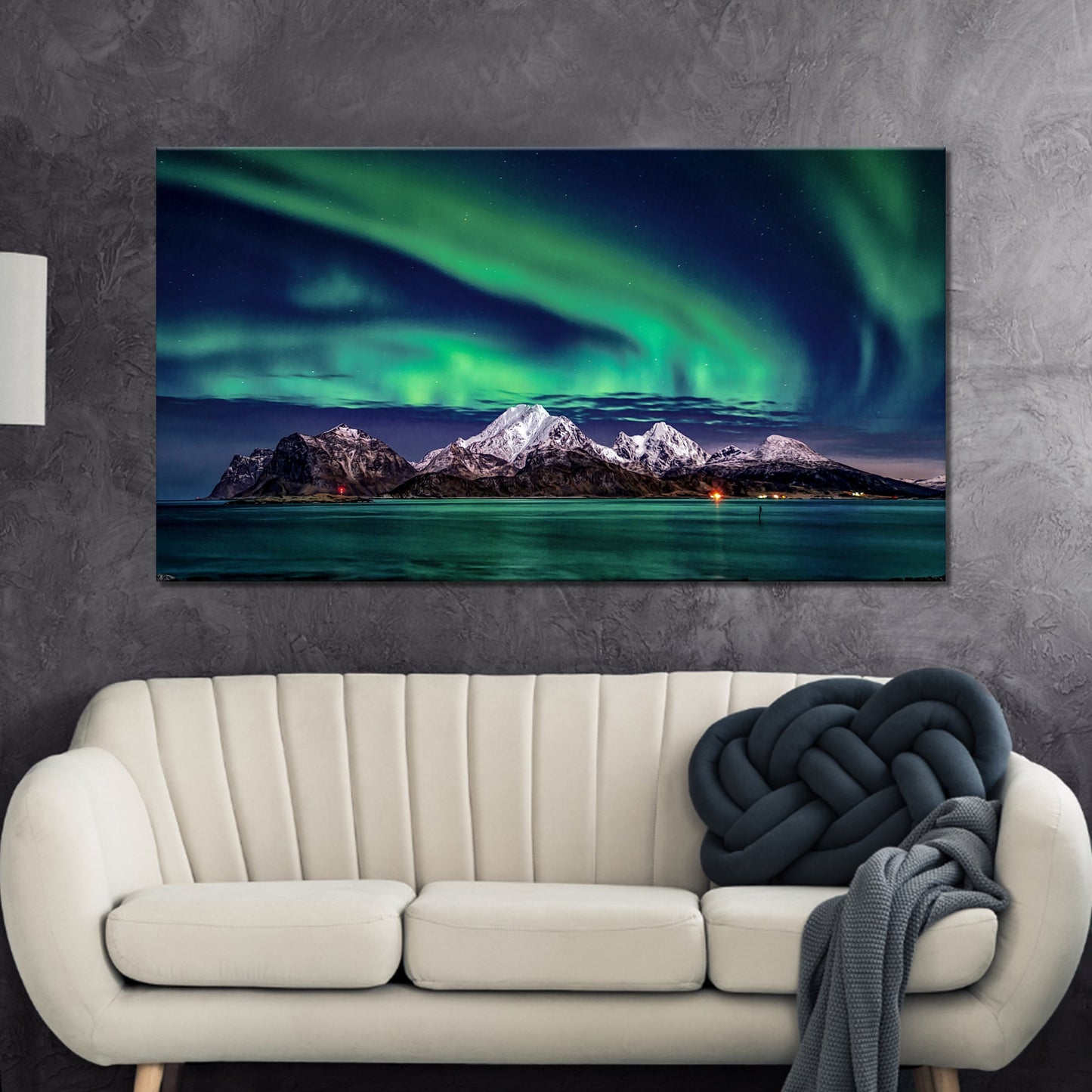 Northern Lights Over Still Waters – Lake & Mountain Landscape Wall Art