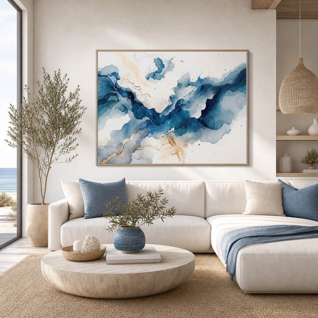 Tideglass Flow — Serene Coastal Abstract Wall Art (4:5 Ratio Digital Download)