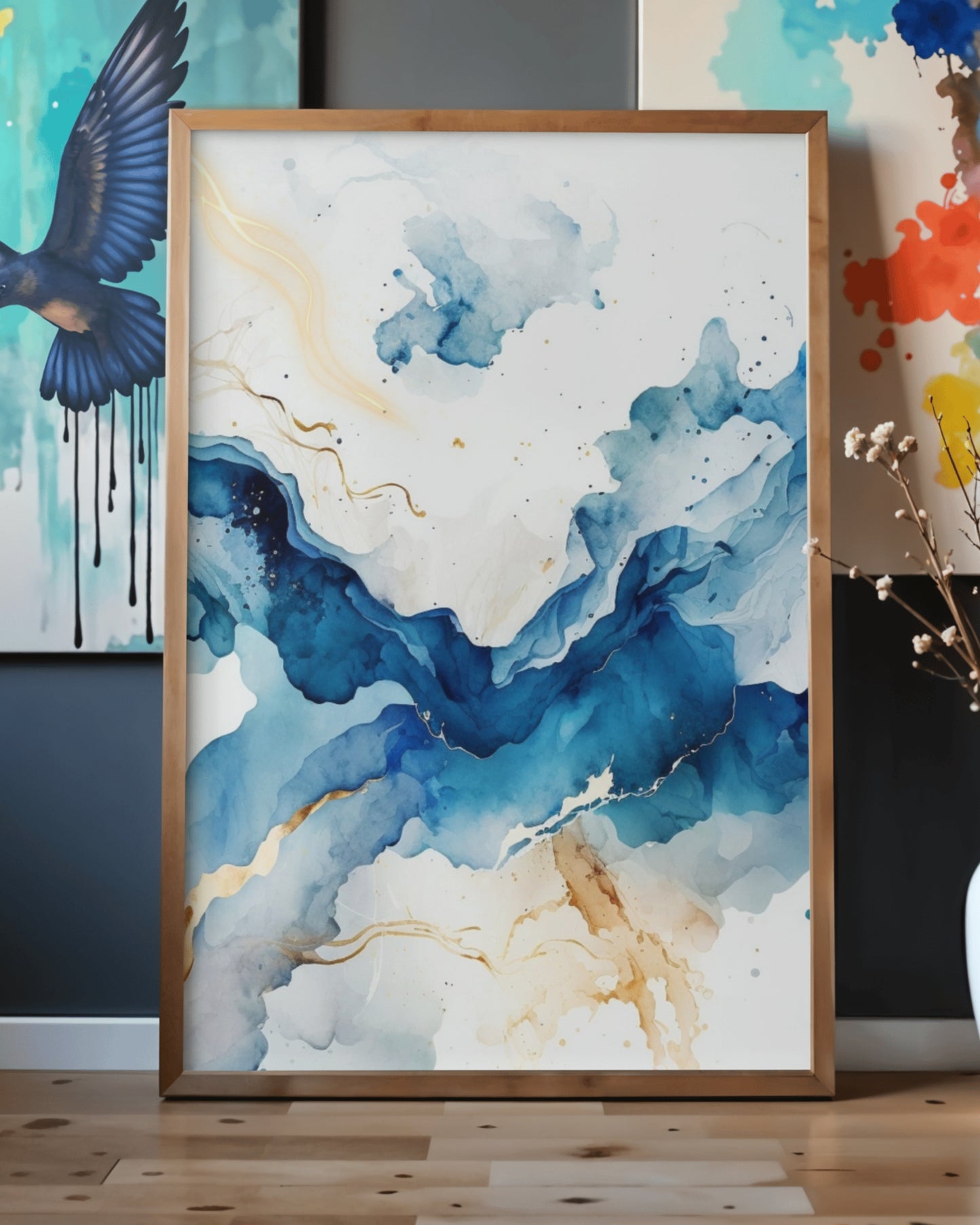 Tideglass Flow — Serene Coastal Abstract Wall Art (4:5 Ratio Digital Download)