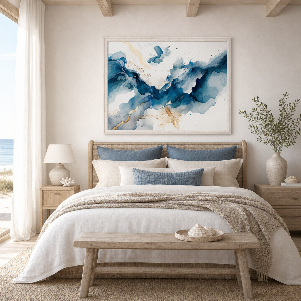 Tideglass Flow — Serene Coastal Abstract Wall Art (4:5 Ratio Digital Download)