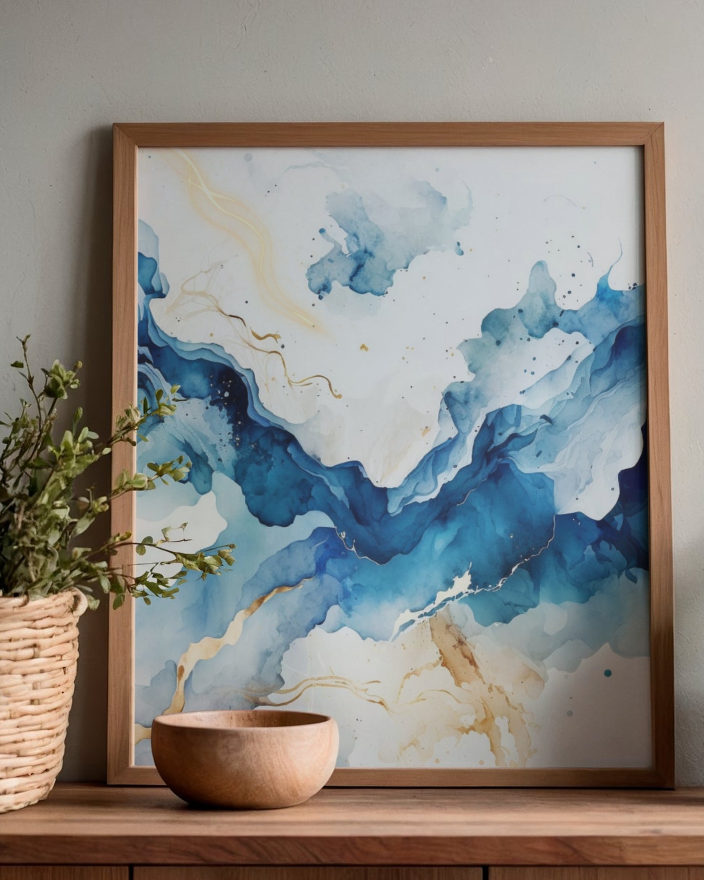 Tideglass Flow — Serene Coastal Abstract Wall Art (4:5 Ratio Digital Download)