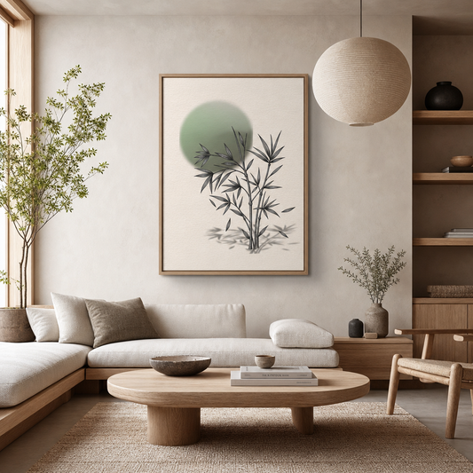 Verdant Whisper — Japandi Bamboo Line Art Print (4:5 Ratio Digital Download)