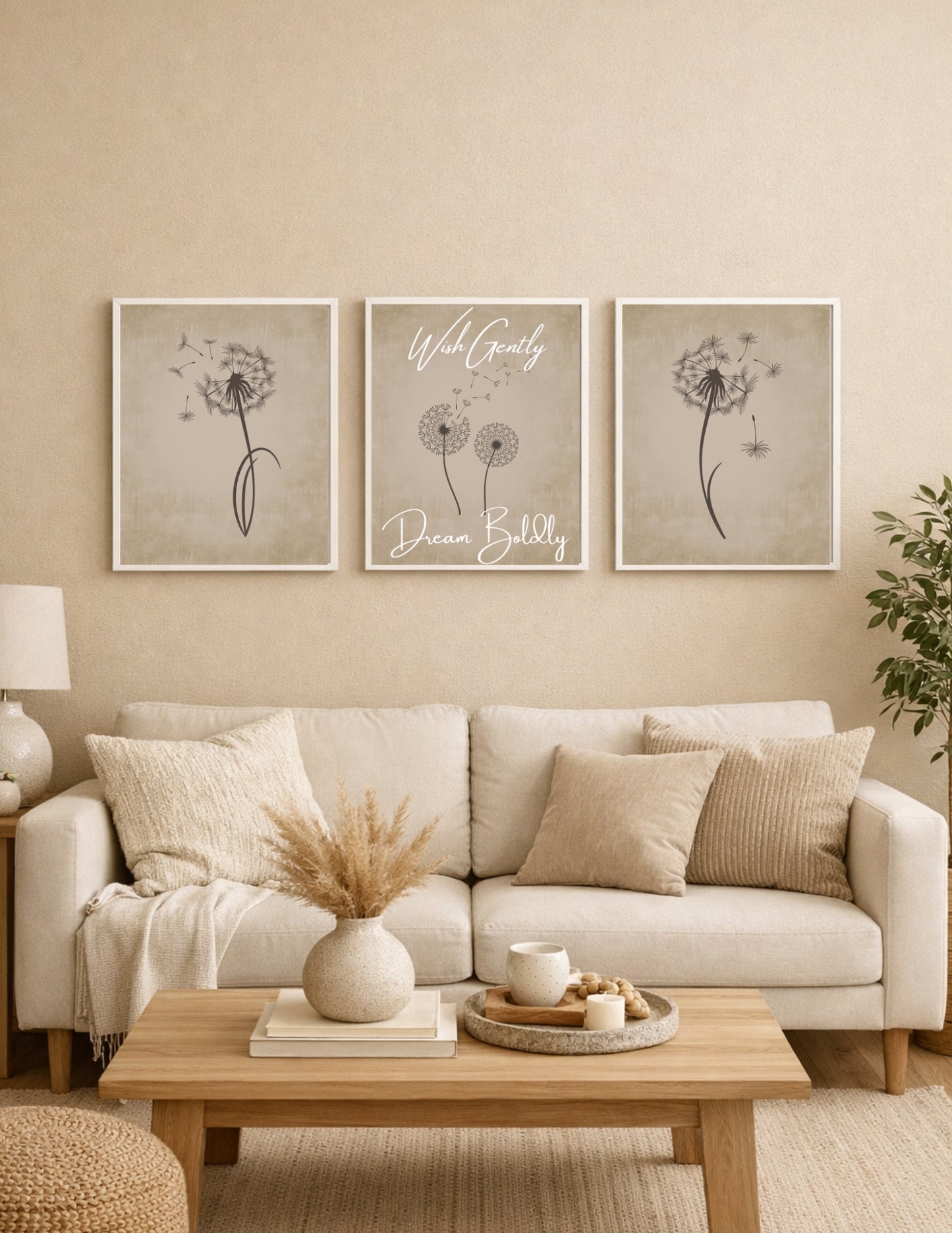 Wishborne Triptych — Warm Neutral Abstract Wall Art Set of 3 (4:5 Ratio Digital Download)