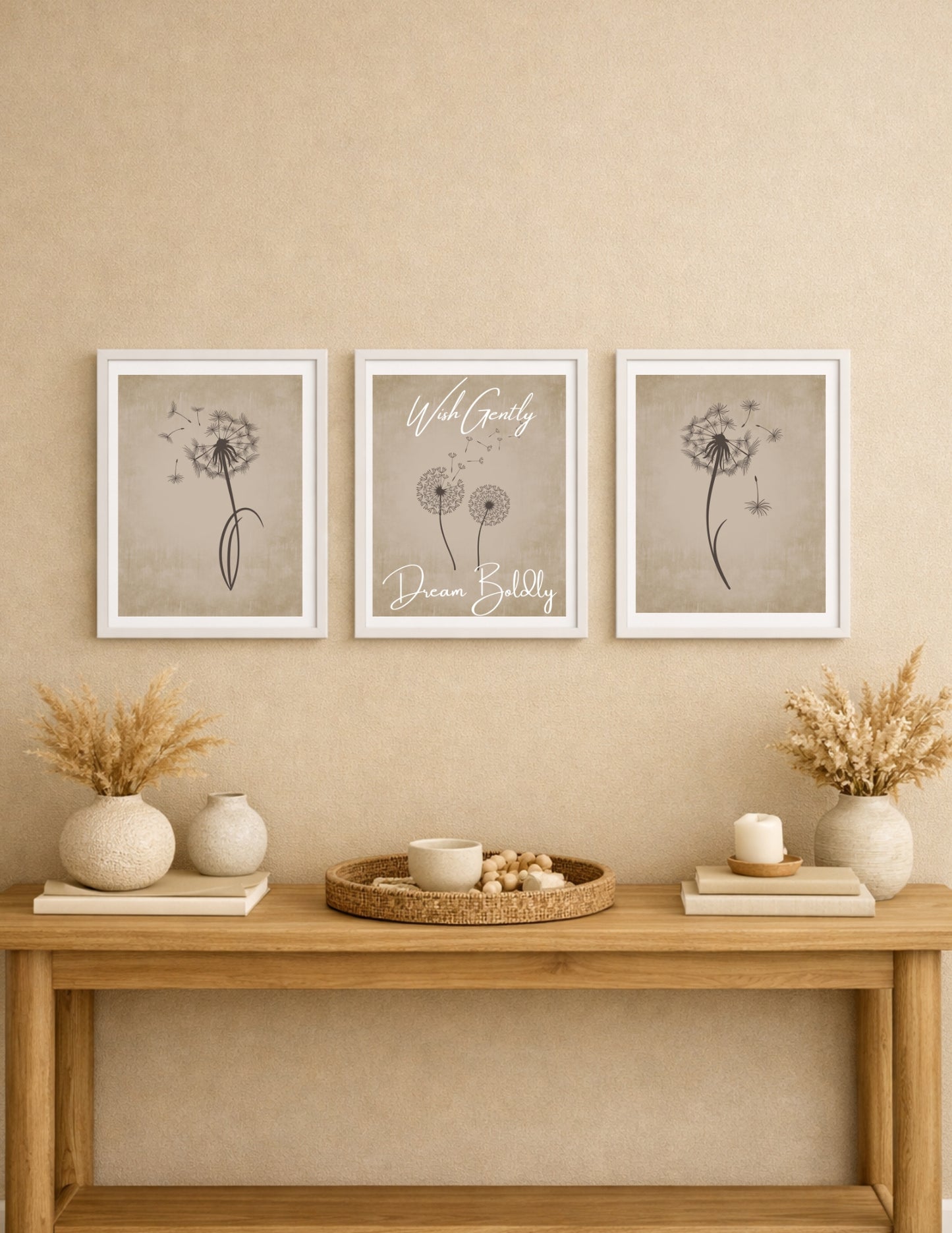 Wishborne Triptych — Warm Neutral Abstract Wall Art Set of 3 (4:5 Ratio Digital Download)