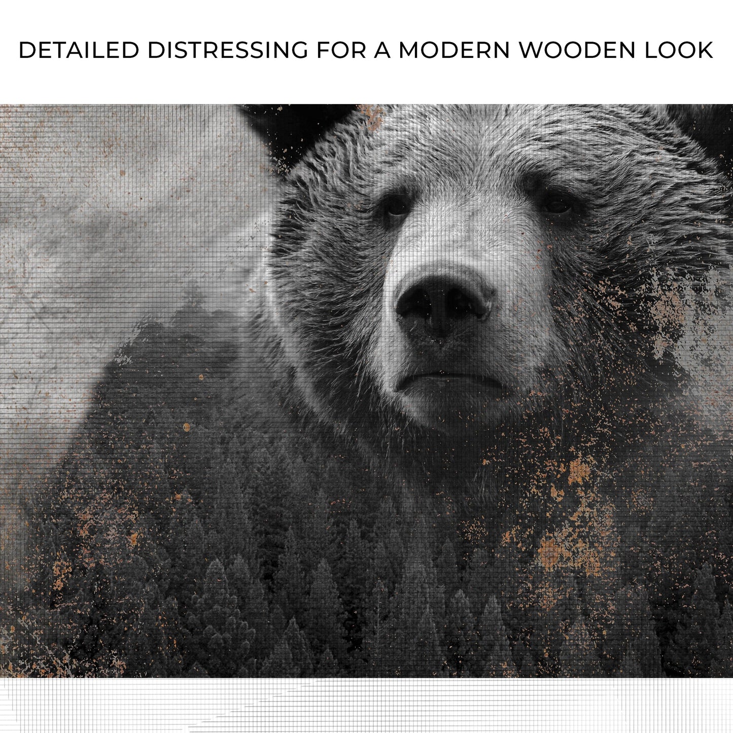Forest Bear Silhouette – Rustic Woodland Double Exposure Wall Art