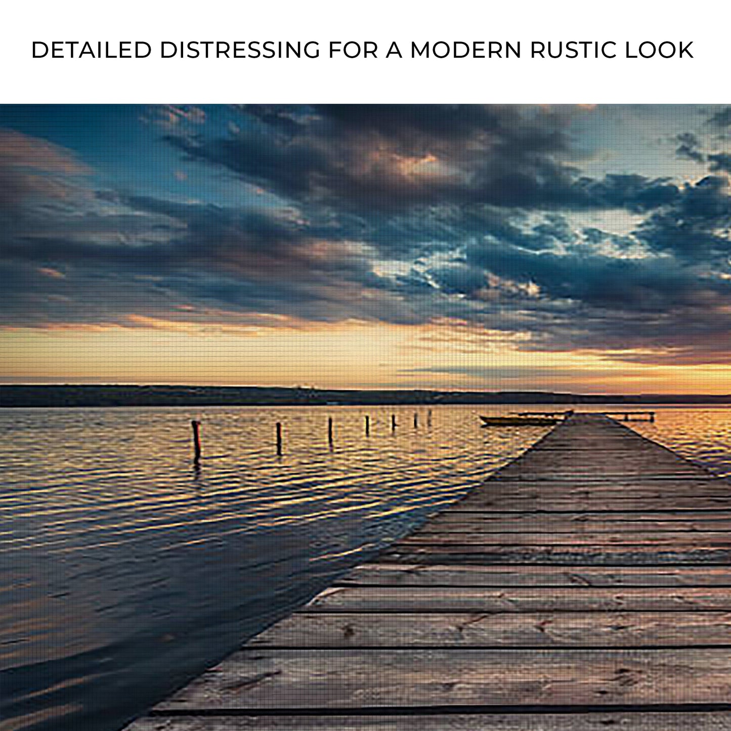 Small Dock by the Vibrant Lake – Sunset Landscape Wall Art