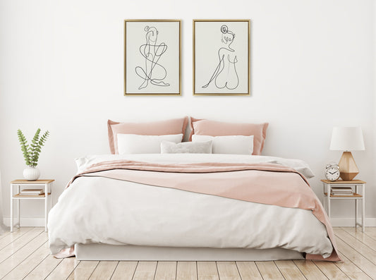 Feminine Lines – Minimalist Black & White Canvas Set by Rachel Lee