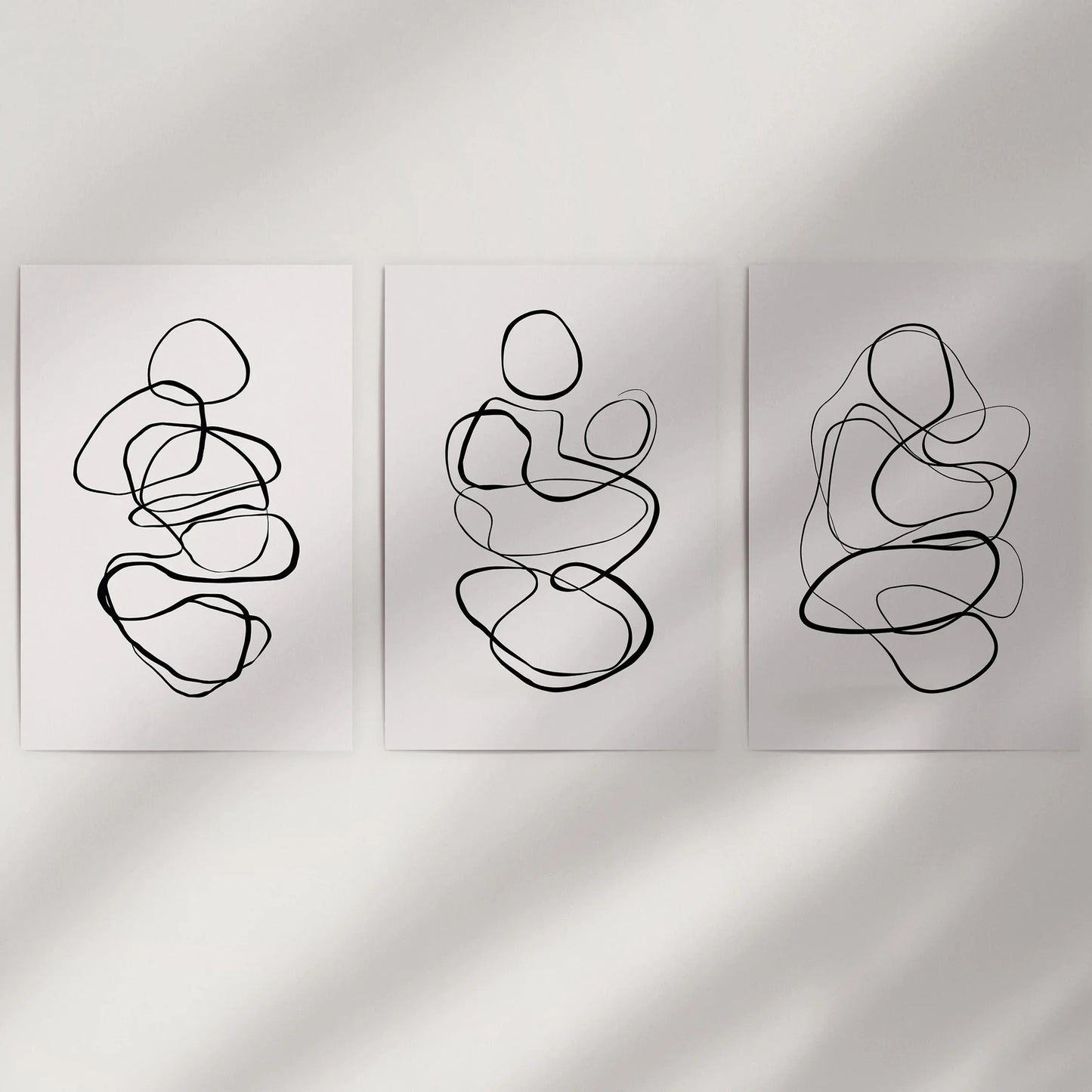 Abstract Line Art Wall Art Set of 3 – Minimalist Figure Drawings