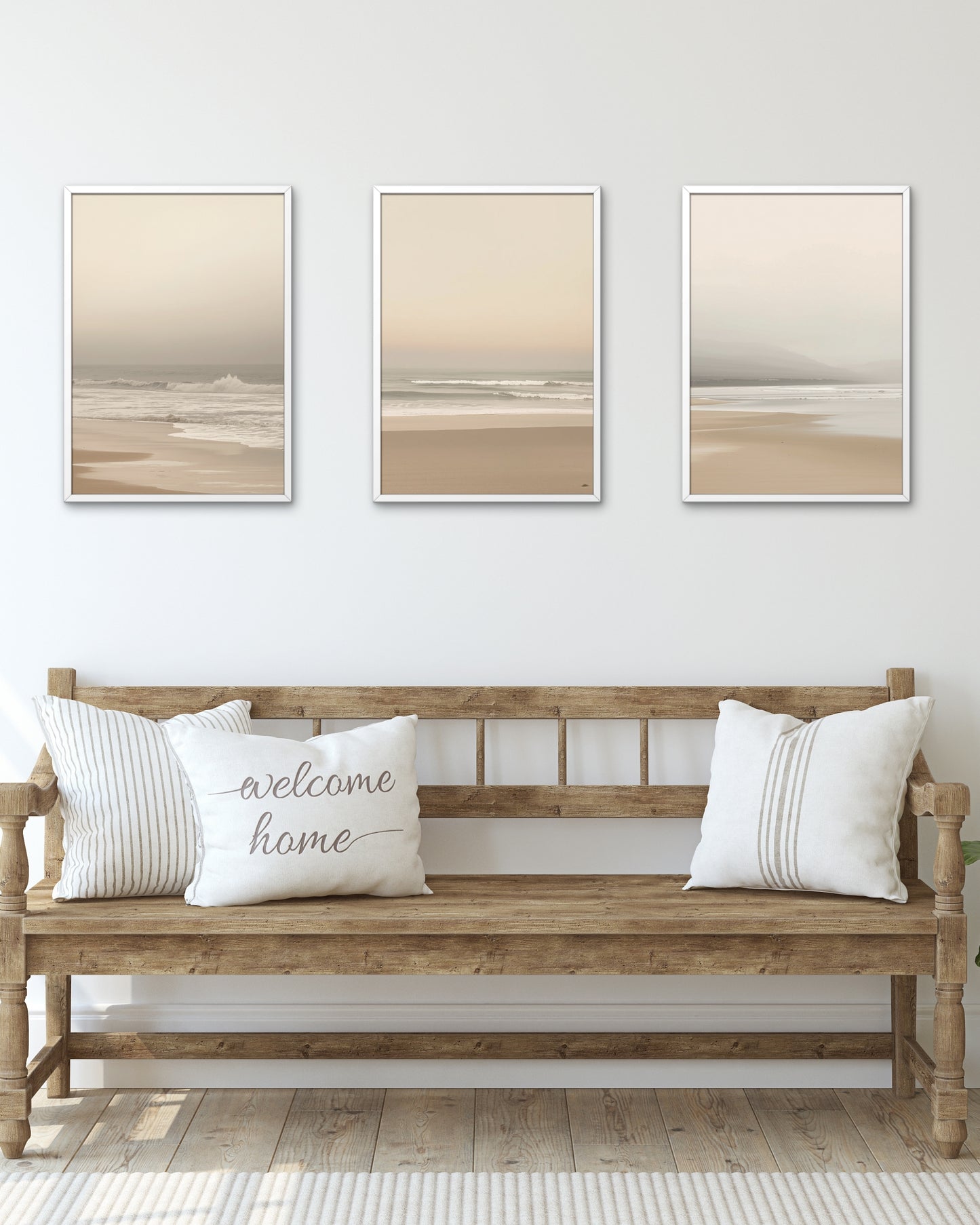 Coastal Calm Trio — Neutral Shoreline Wall Art Set of 3 (4:5 Ratio Digital Download)