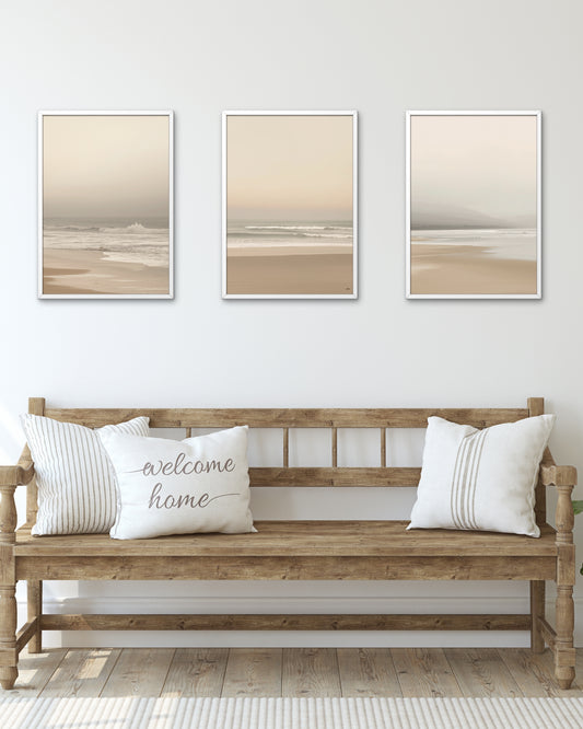 Coastal Calm Trio — Neutral Shoreline Wall Art Set of 3 (4:5 Ratio Digital Download)