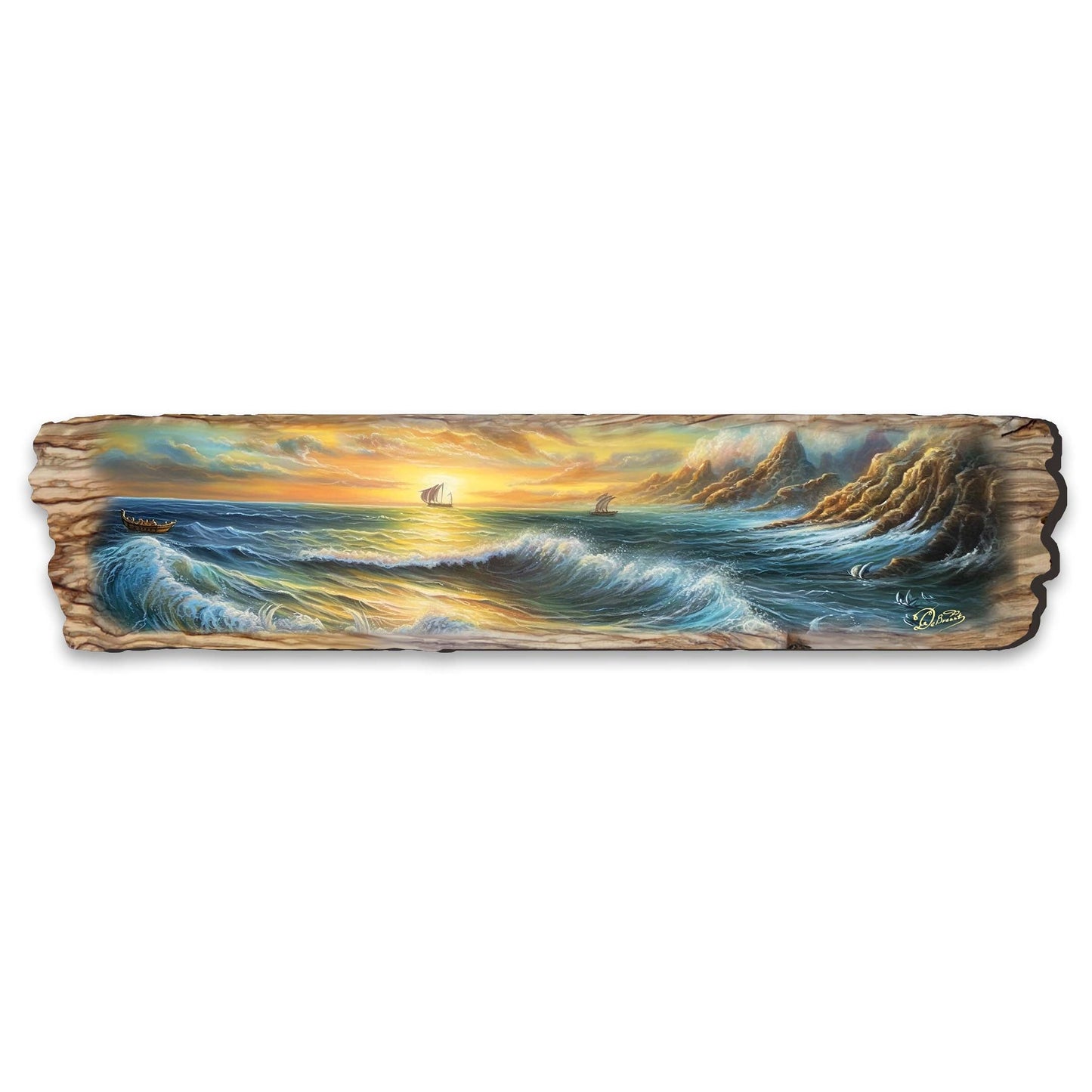Wave Symphony Seascape – Handcrafted Wooden Coastal Wall Art