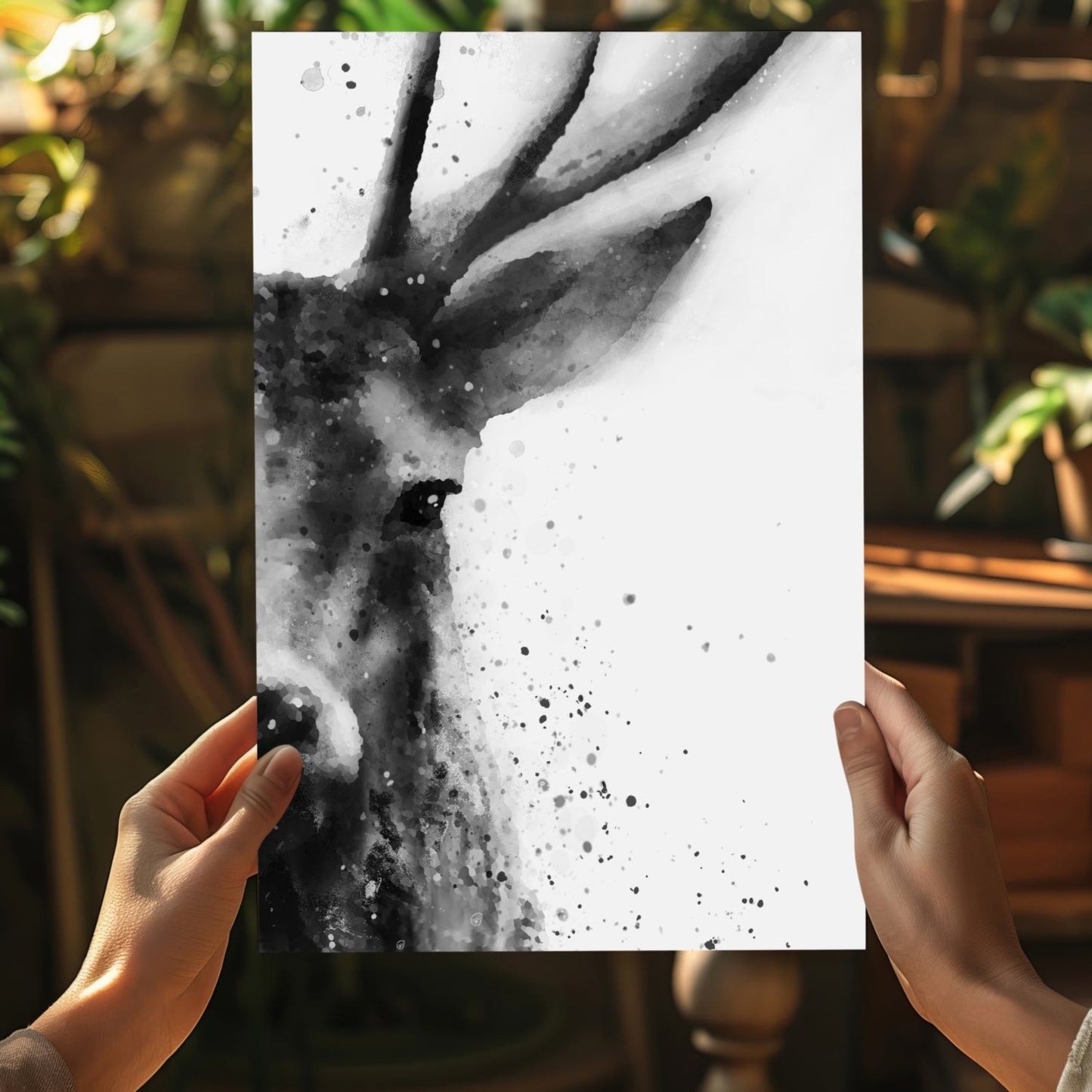 Silver Antler Study – Modern Wildlife Aluminum Print