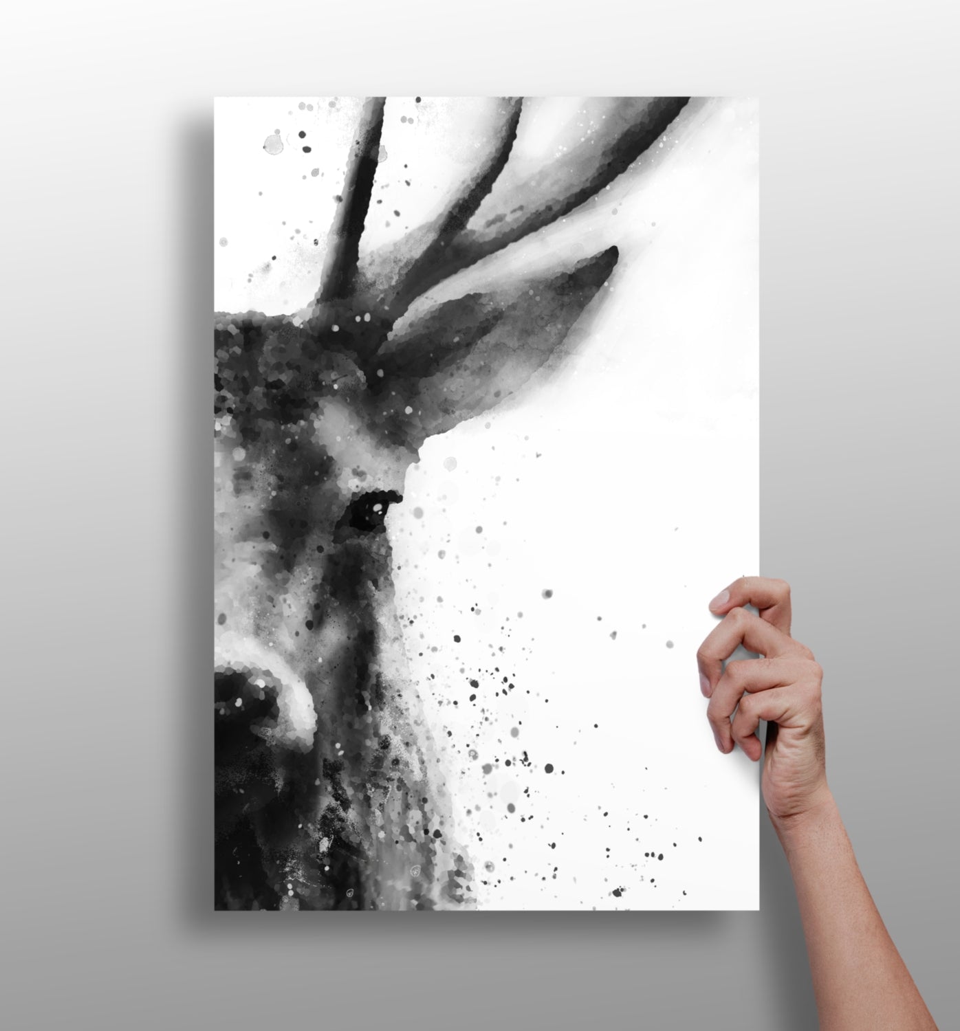 Silver Antler Study – Modern Wildlife Aluminum Print