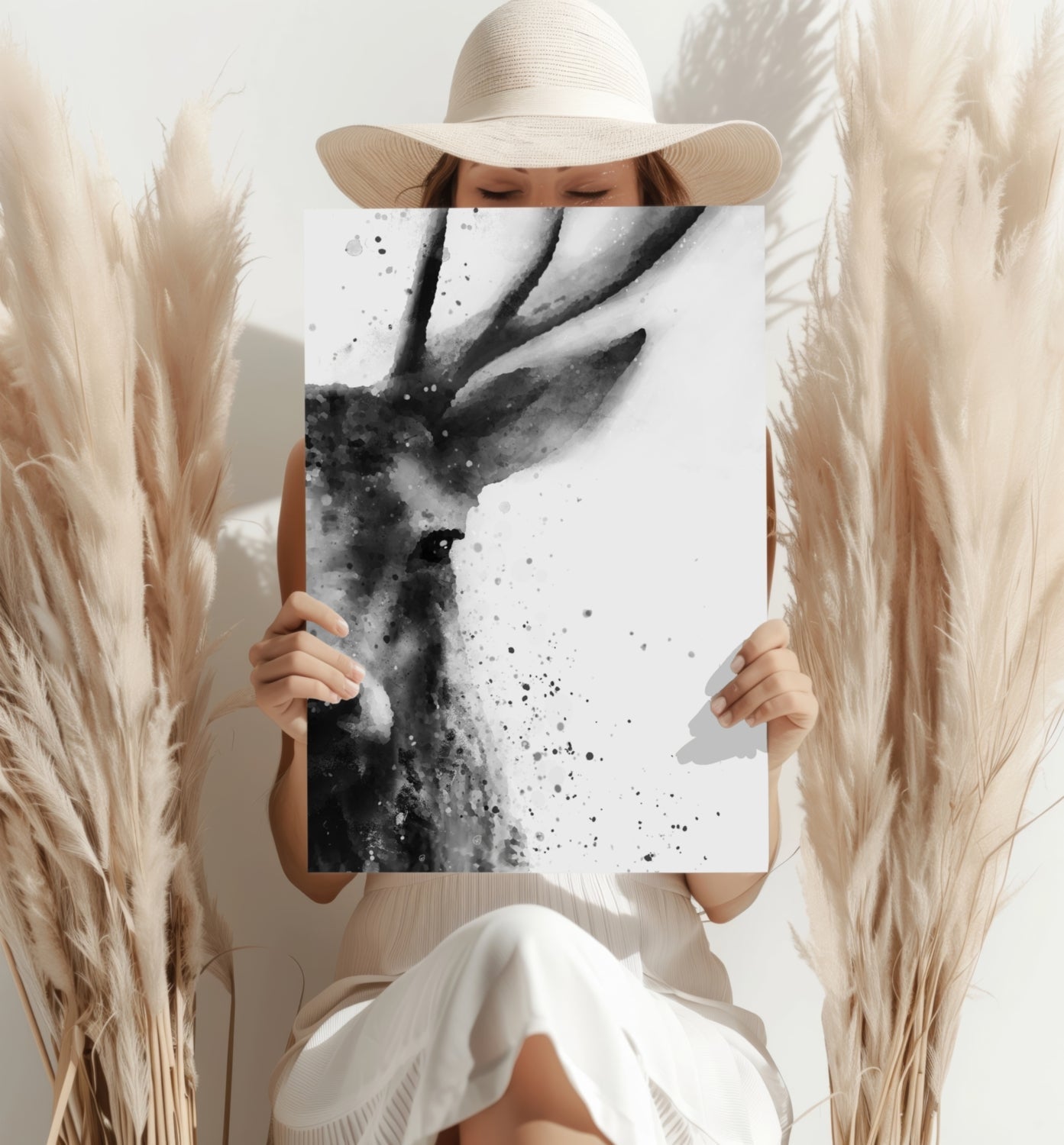 Silver Antler Study – Modern Wildlife Aluminum Print