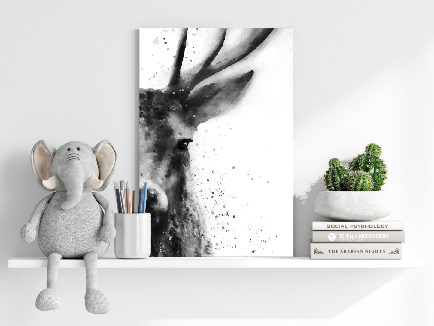 Silver Antler Study – Modern Wildlife Aluminum Print