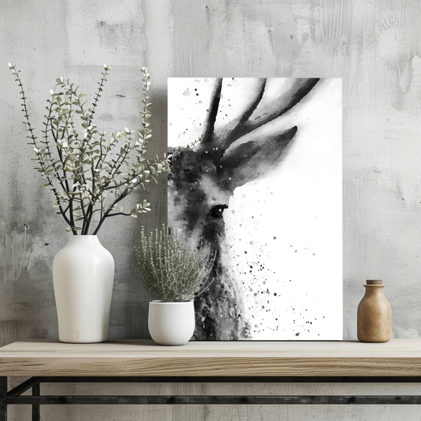 Silver Antler Study – Modern Wildlife Aluminum Print