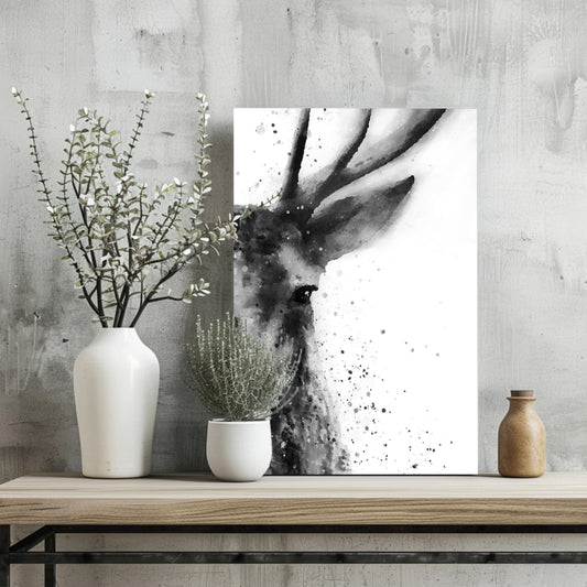 Silver Antler Study – Modern Wildlife Aluminum Print