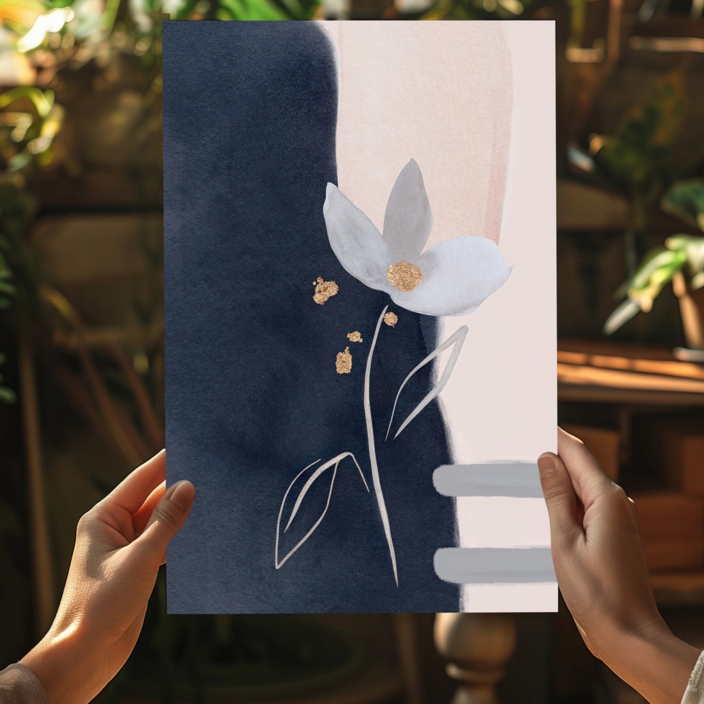 Golden Petal Study – Modern Abstract Aluminum Print