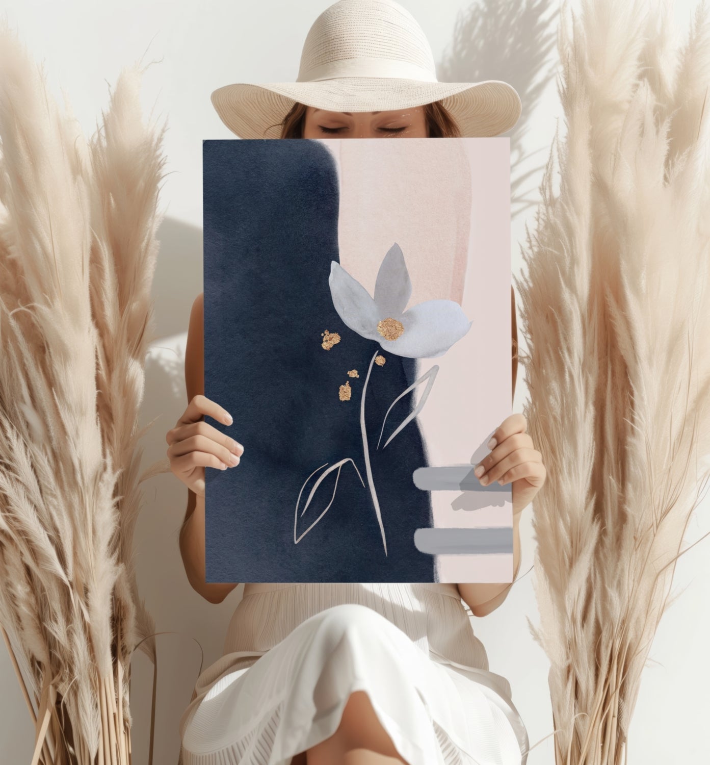 Golden Petal Study – Modern Abstract Aluminum Print