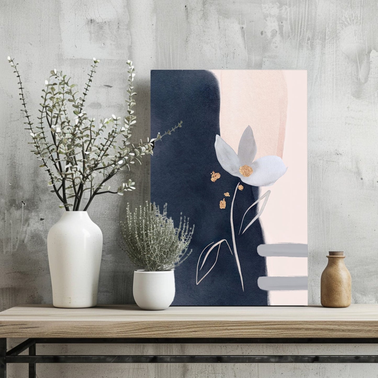 Golden Petal Study – Modern Abstract Aluminum Print