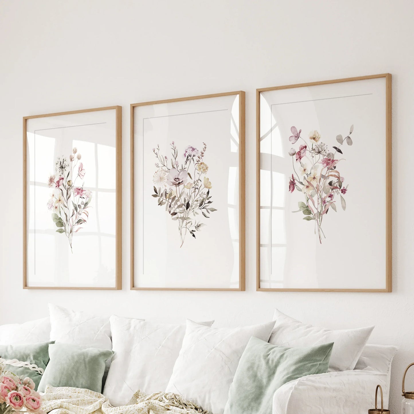 Whispering Wildflowers – Watercolor Botanical Set (3 Piece)