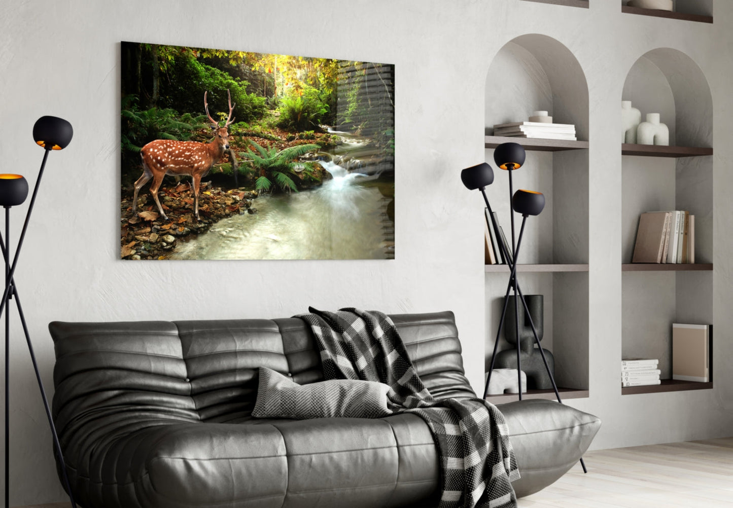 Woodland Reflection – Deer Glass Wall Art