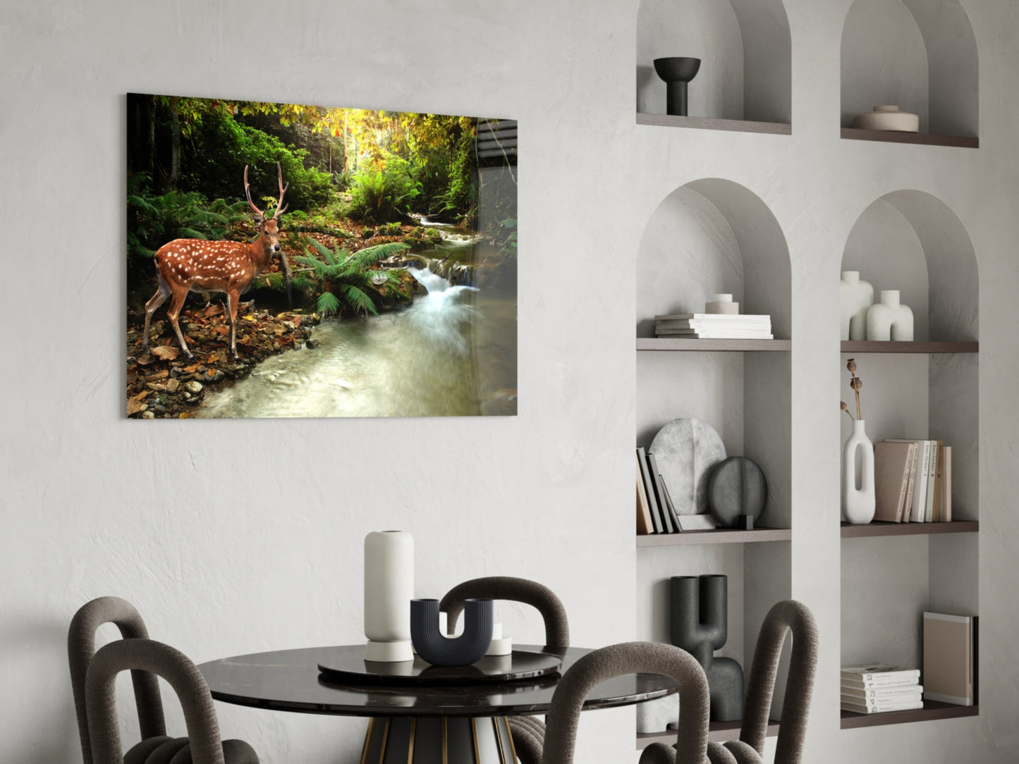 Woodland Reflection – Deer Glass Wall Art