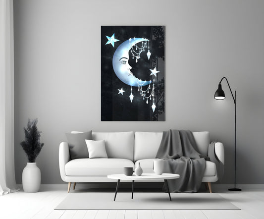 Celestial Crescent Garland – Glass Wall Art
