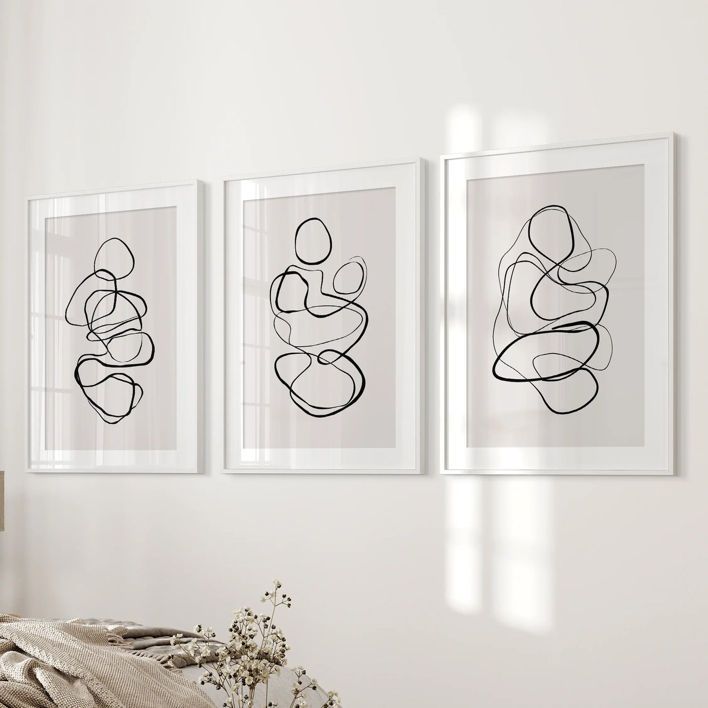Abstract Line Art Wall Art Set of 3 – Minimalist Figure Drawings