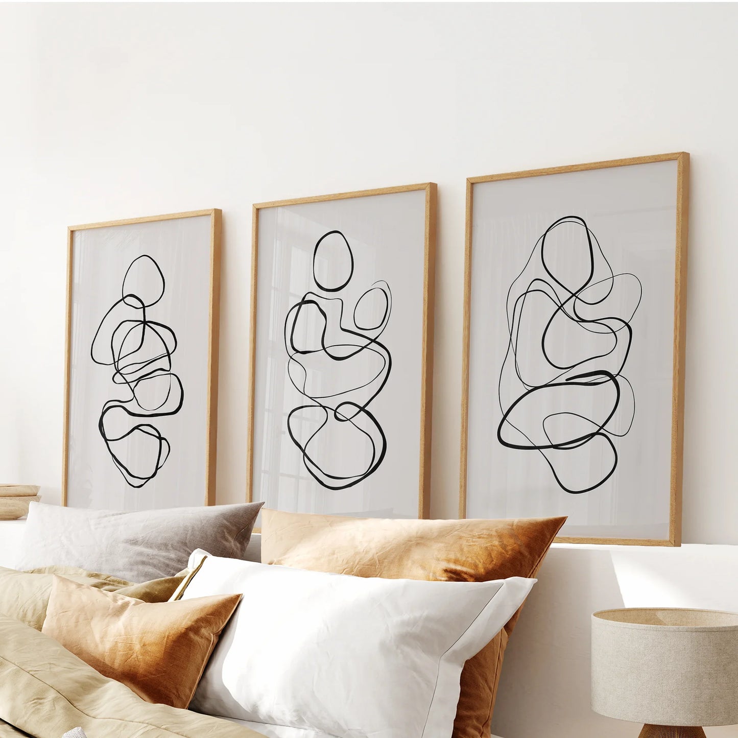 Abstract Line Art Wall Art Set of 3 – Minimalist Figure Drawings