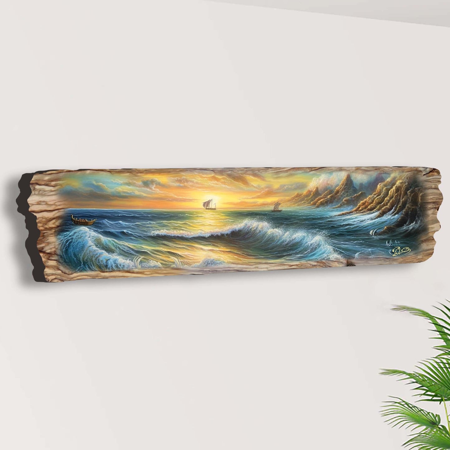 Wave Symphony Seascape – Handcrafted Wooden Coastal Wall Art