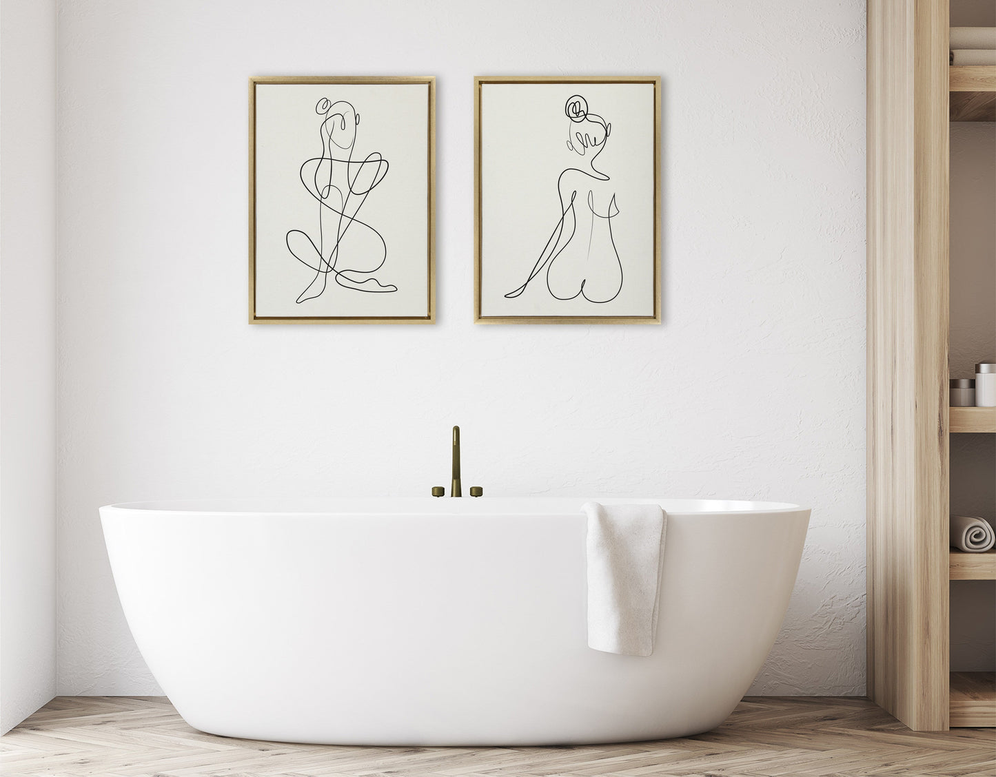 Feminine Lines – Minimalist Black & White Canvas Set by Rachel Lee