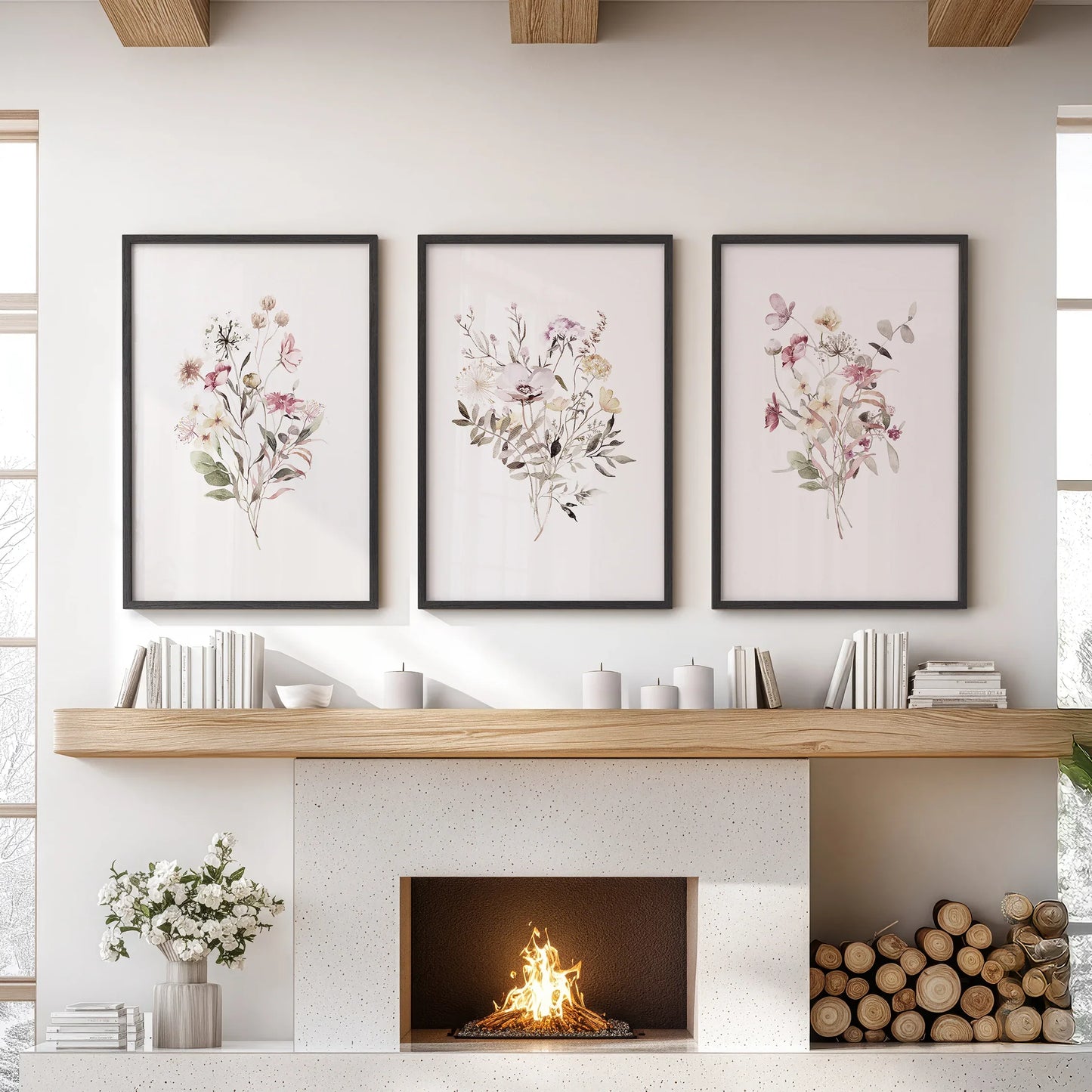 Whispering Wildflowers – Watercolor Botanical Set (3 Piece)