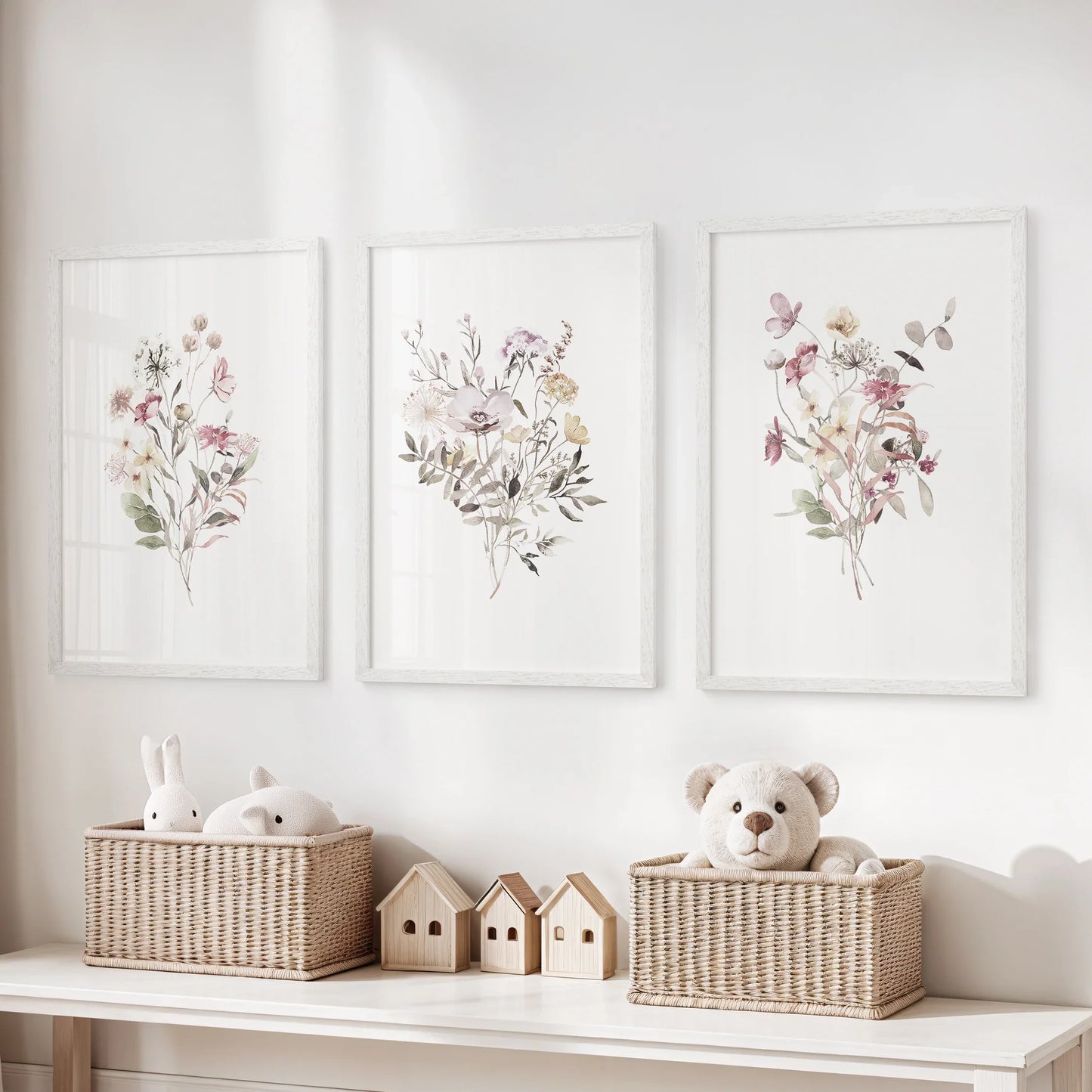 Whispering Wildflowers – Watercolor Botanical Set (3 Piece)