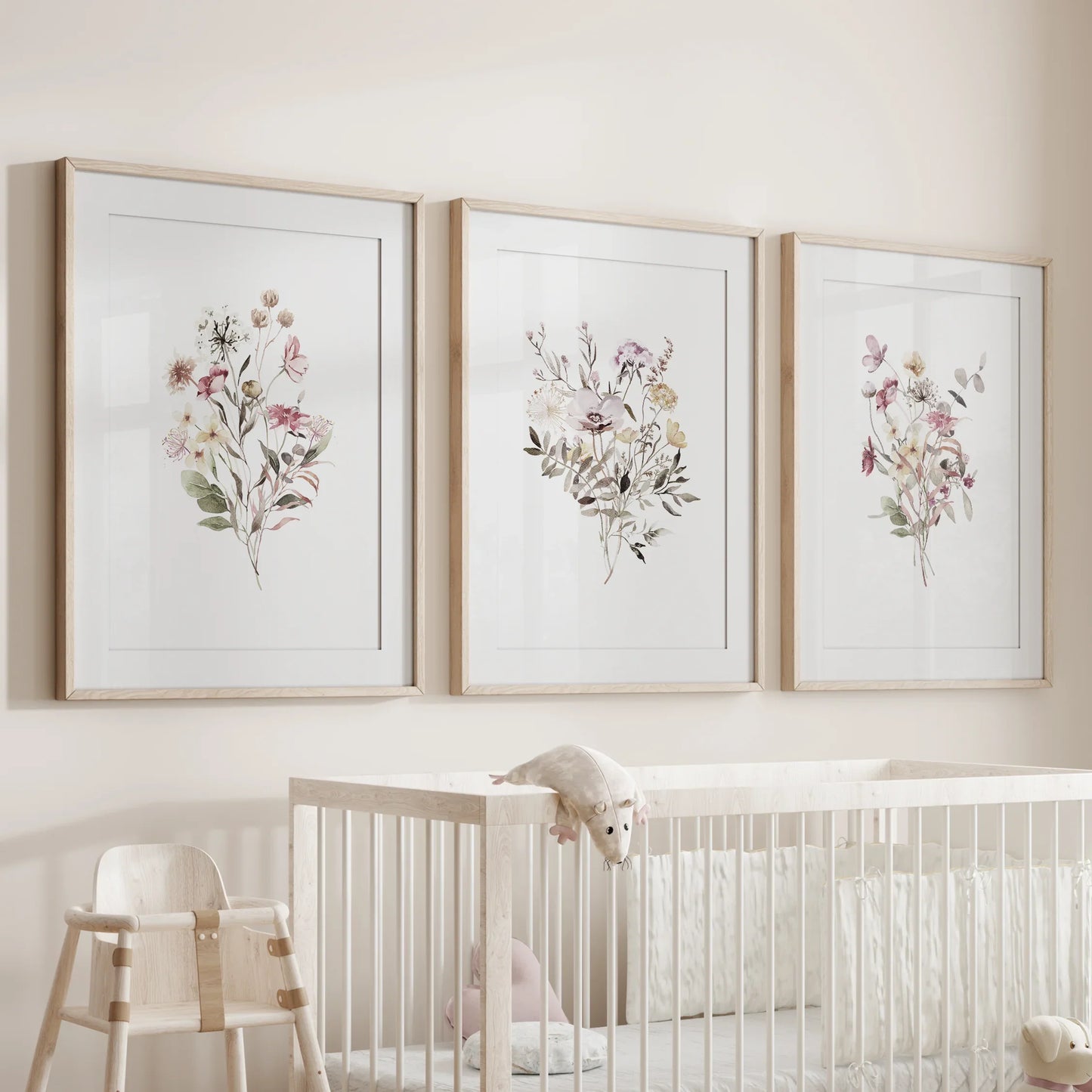 Whispering Wildflowers – Watercolor Botanical Set (3 Piece)
