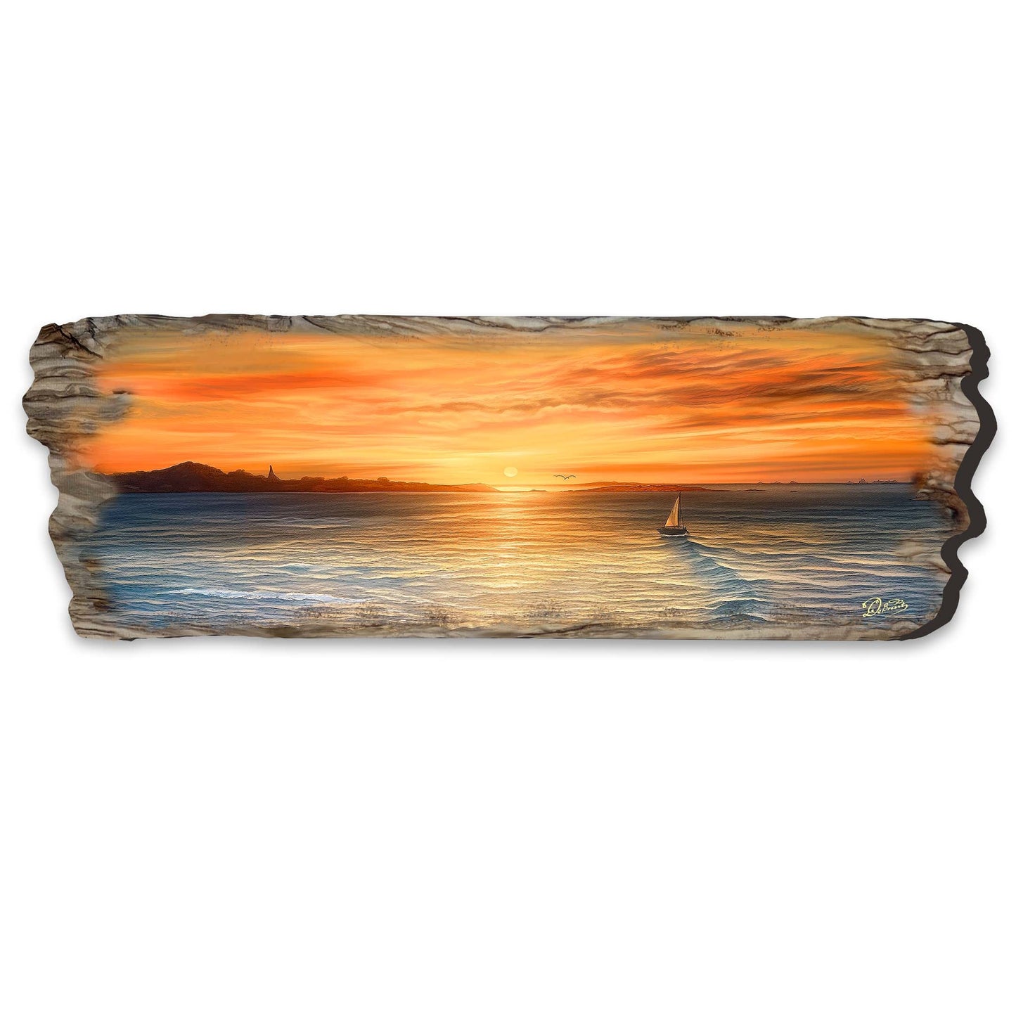 Ocean Sunset Seascape – Handcrafted Wooden Coastal Wall Art
