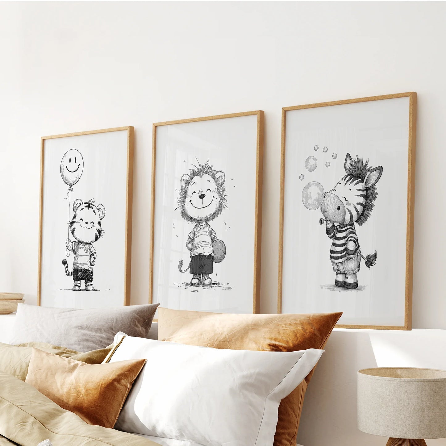 Safari Friends – Black & White Nursery Art Set (3 Prints)