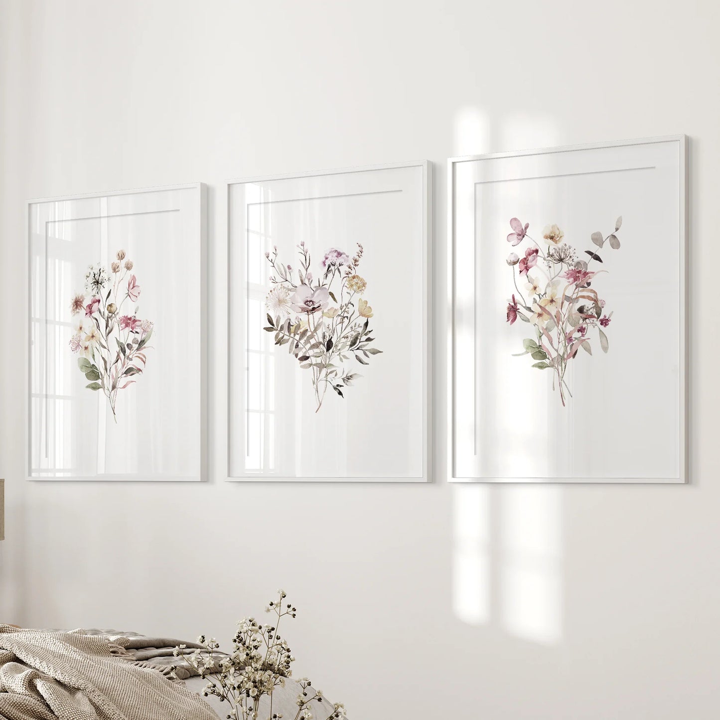Whispering Wildflowers – Watercolor Botanical Set (3 Piece)