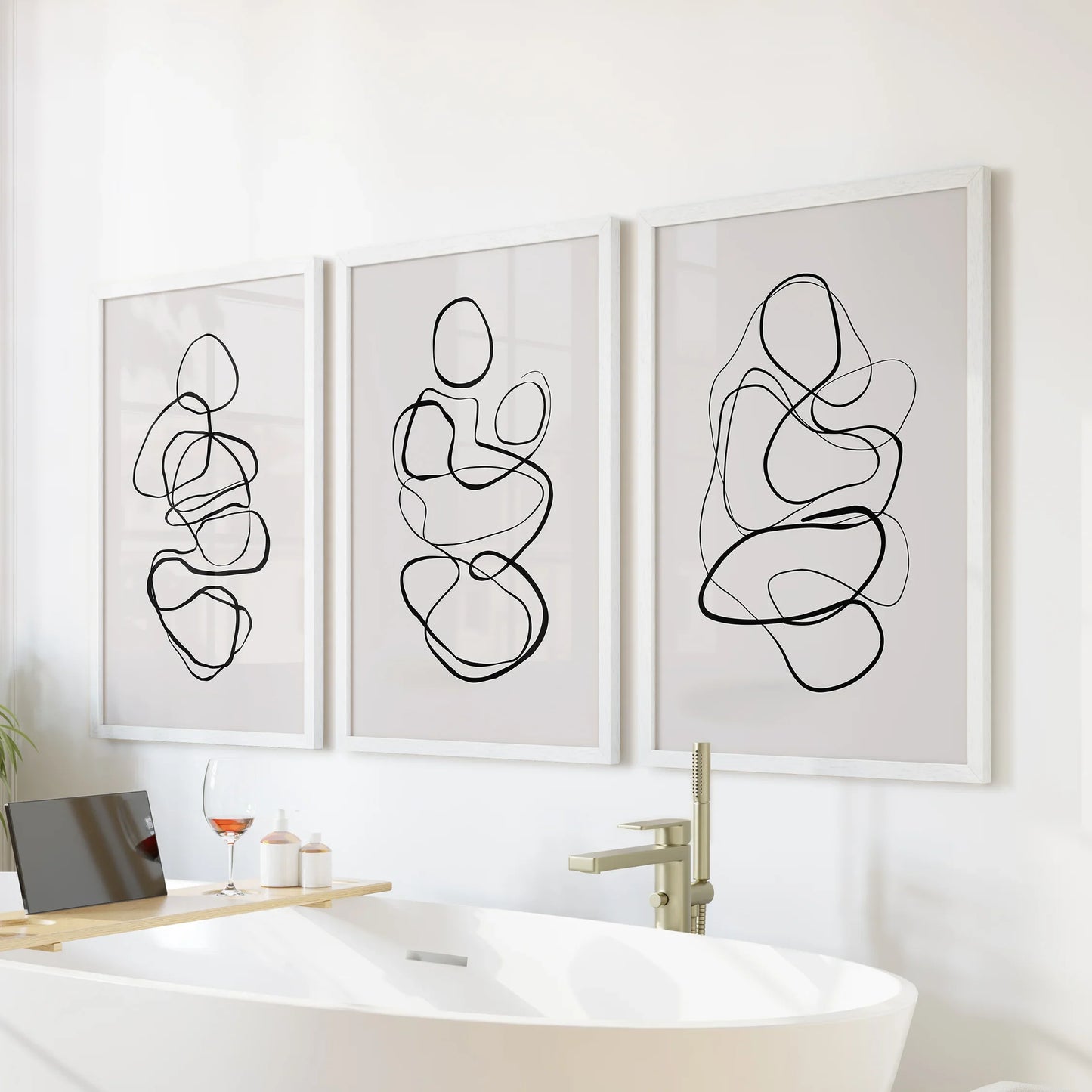 Abstract Line Art Wall Art Set of 3 – Minimalist Figure Drawings