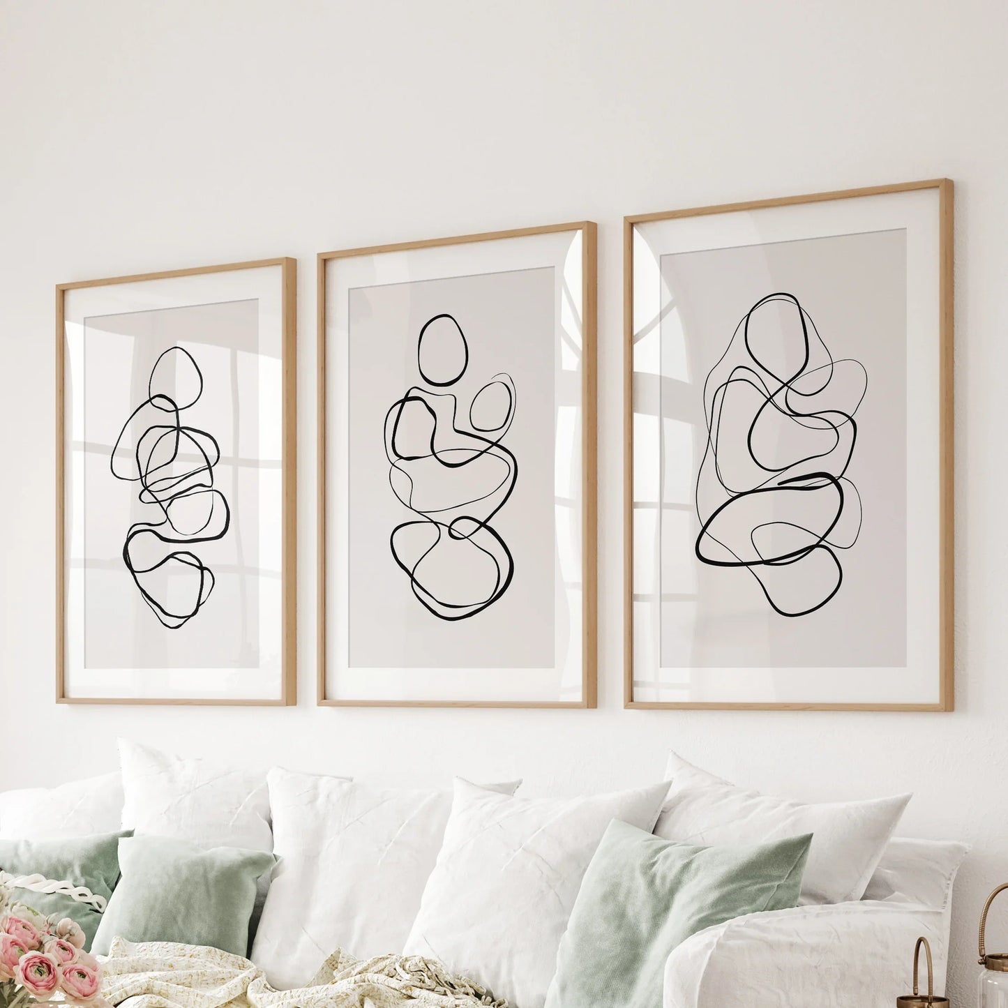 Abstract Line Art Wall Art Set of 3 – Minimalist Figure Drawings