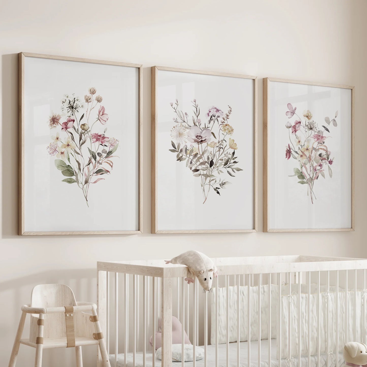 Whispering Wildflowers – Watercolor Botanical Set (3 Piece)