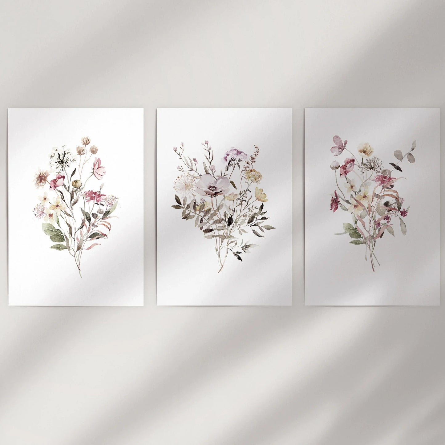 Whispering Wildflowers – Watercolor Botanical Set (3 Piece)