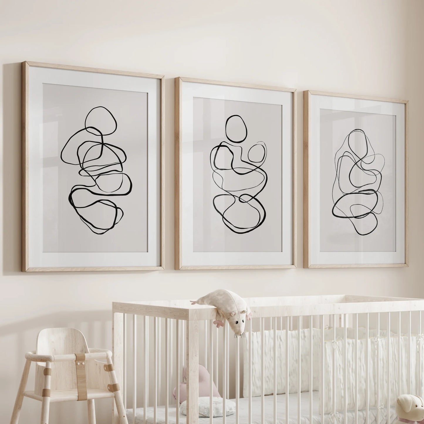 Abstract Line Art Wall Art Set of 3 – Minimalist Figure Drawings