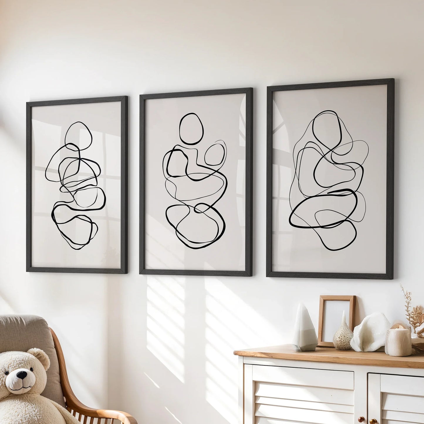Abstract Line Art Wall Art Set of 3 – Minimalist Figure Drawings