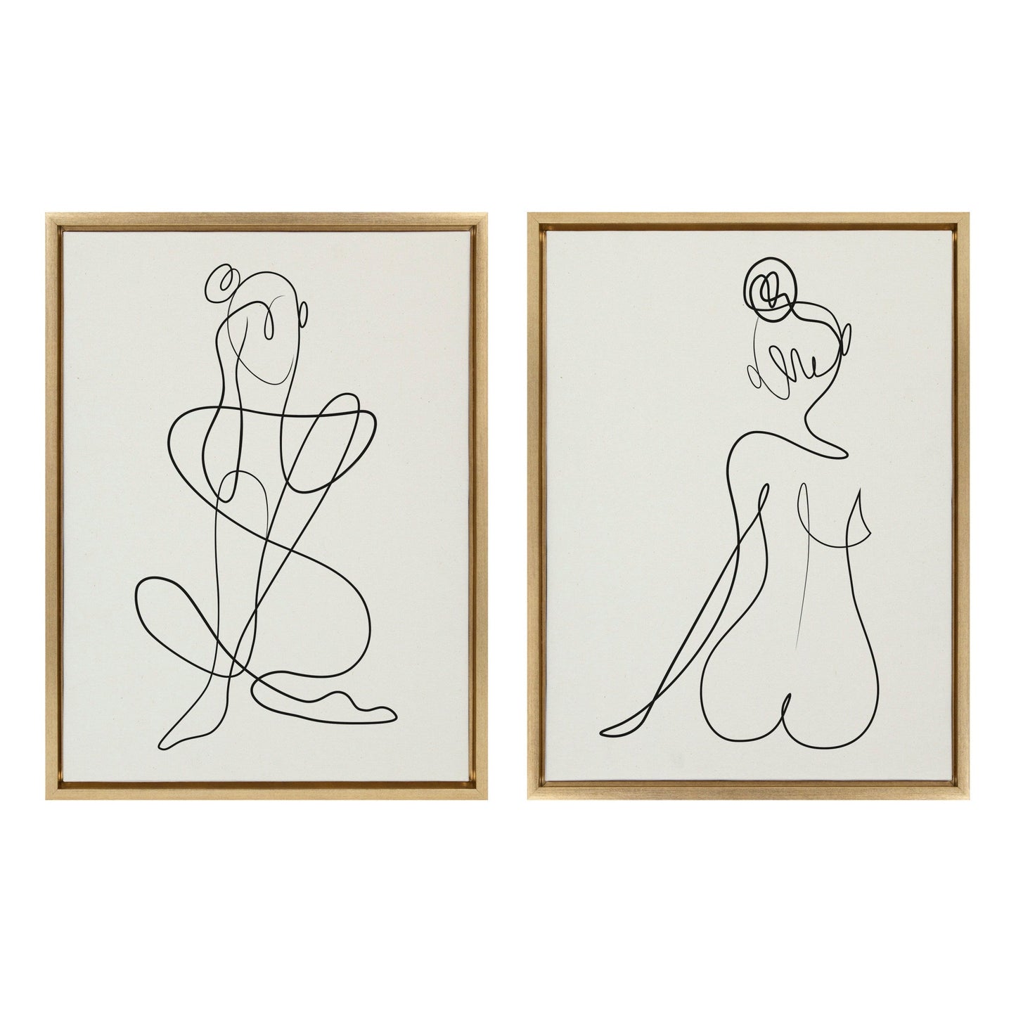 Feminine Lines – Minimalist Black & White Canvas Set by Rachel Lee