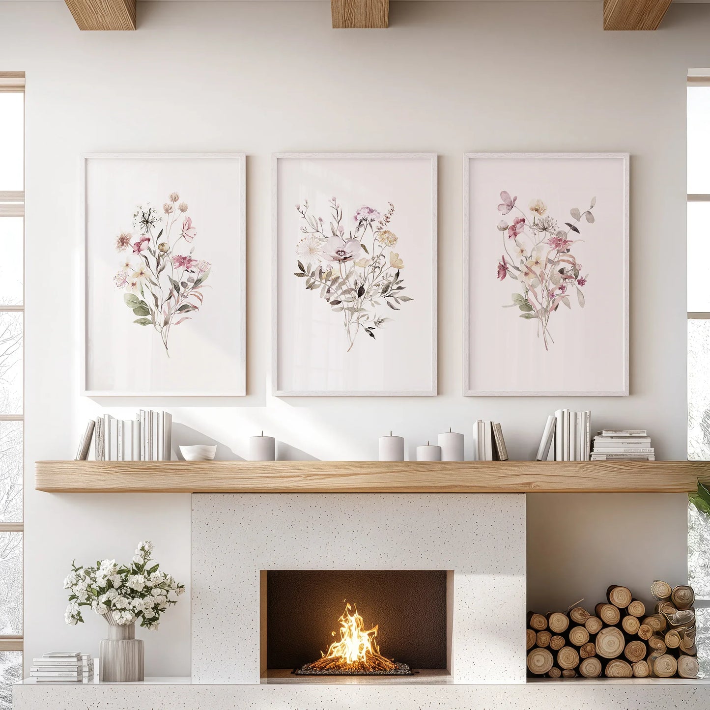 Whispering Wildflowers – Watercolor Botanical Set (3 Piece)