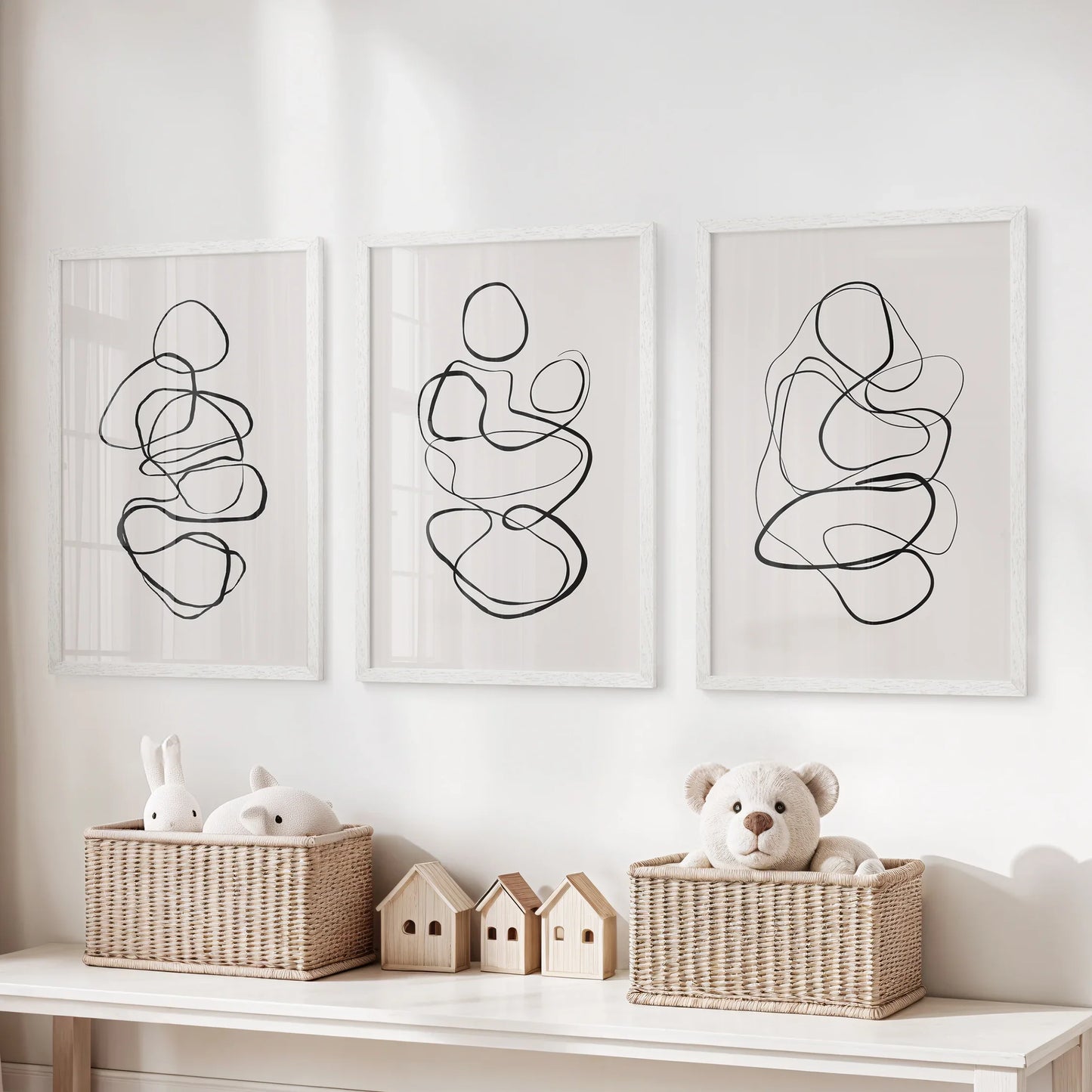 Abstract Line Art Wall Art Set of 3 – Minimalist Figure Drawings
