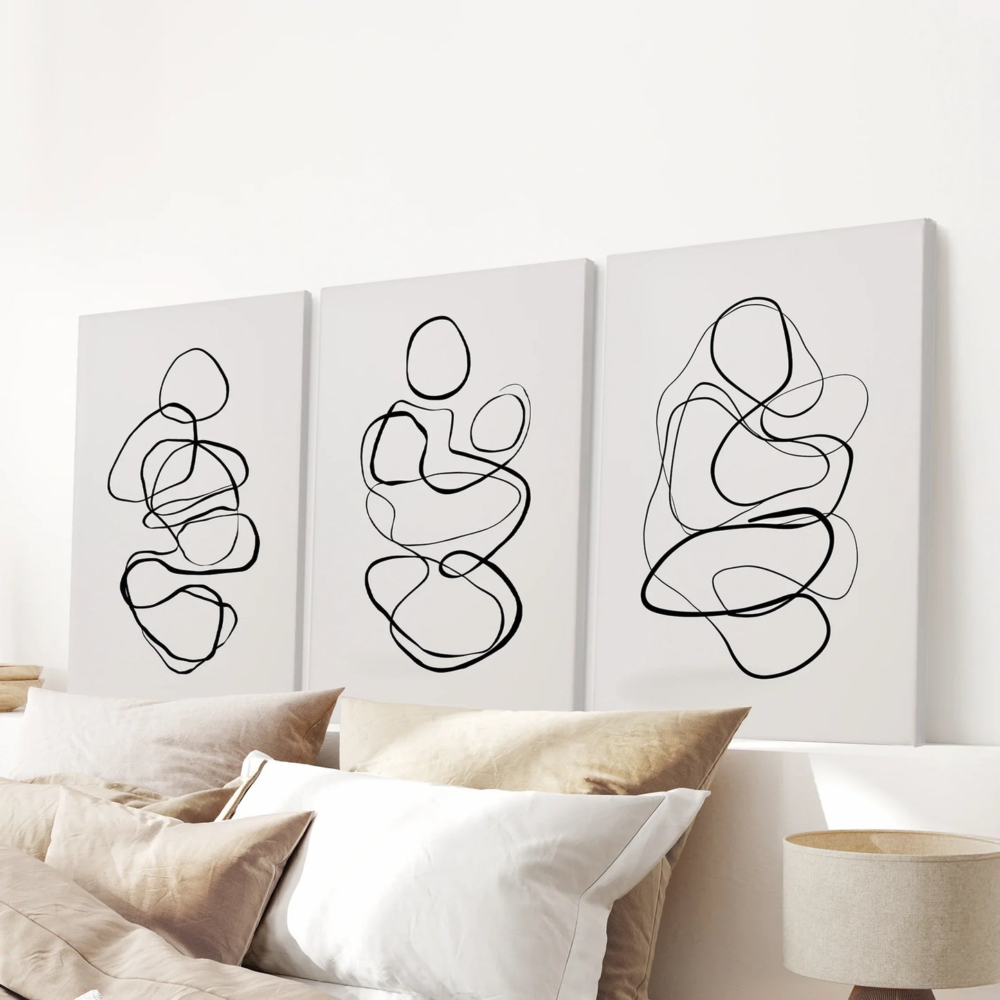 Abstract Line Art Wall Art Set of 3 – Minimalist Figure Drawings