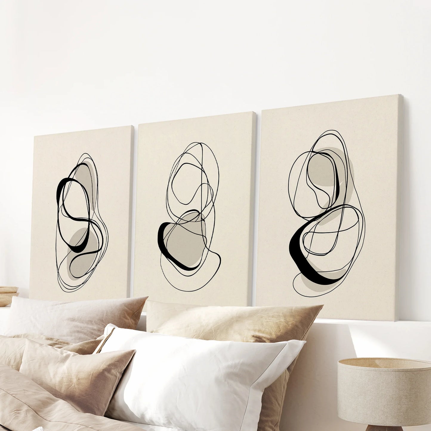Looped Lines Trio – Minimal Abstract Line Art Set of 3